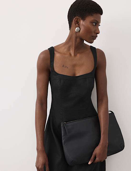 Pure Linen Structured Waisted Dress