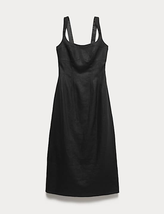 Pure Linen Structured Waisted Dress