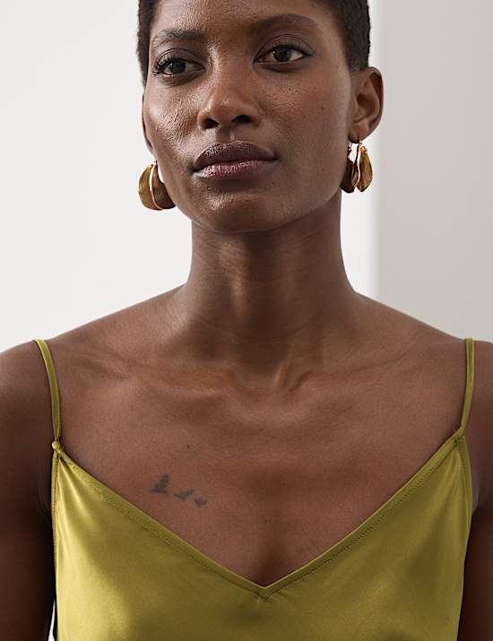 Satin Ruffle Maxi Slip Dress