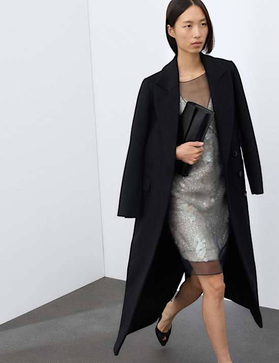 Pure Silk Organza Sequin Overlay Mini Dress