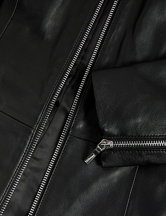 Leather Collarless Jacket