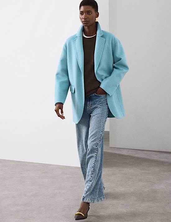 Blazer van wolmix met één rij knopen