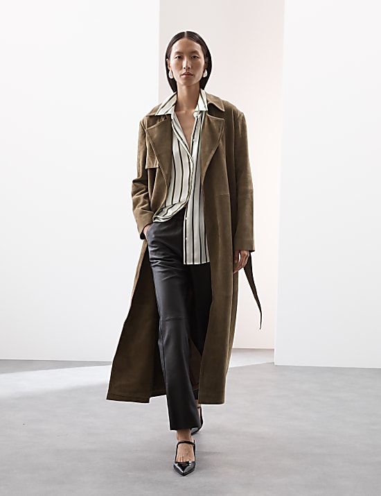 Black suede trench coat discount