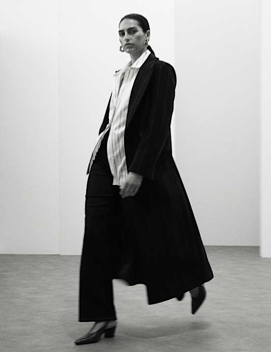 Abrigo largo de doble botonadura de lana