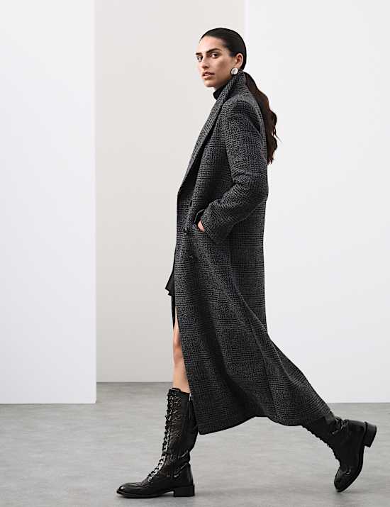 Wool Rich Double Breasted Longline Coat
