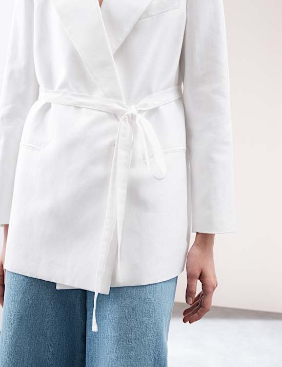 Linen Blend Single Breasted Blazer