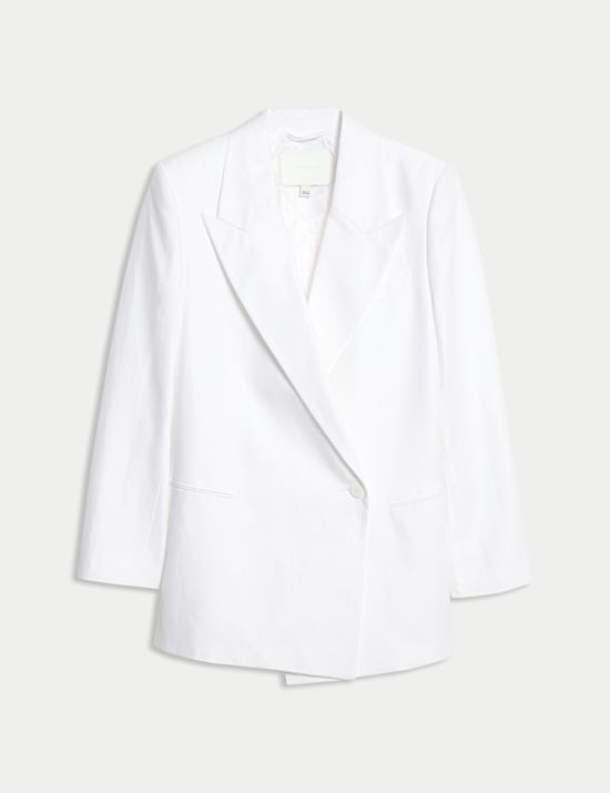 Linen Blend Single Breasted Blazer