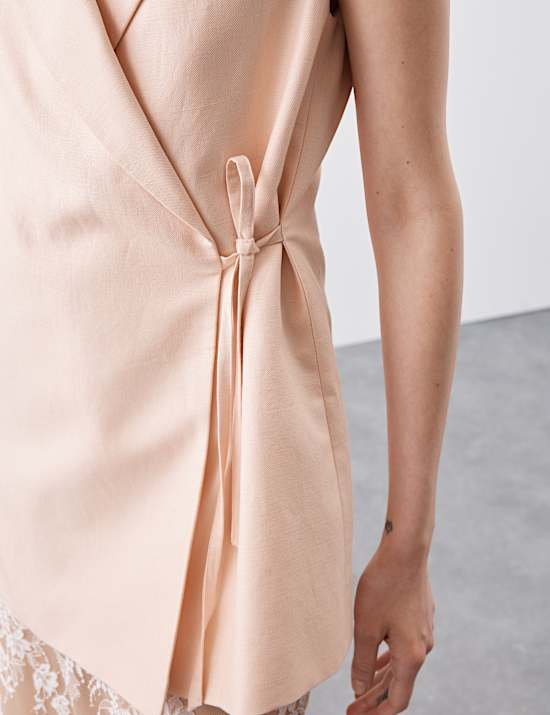 Wiązana kamizelka z mieszanki lnu