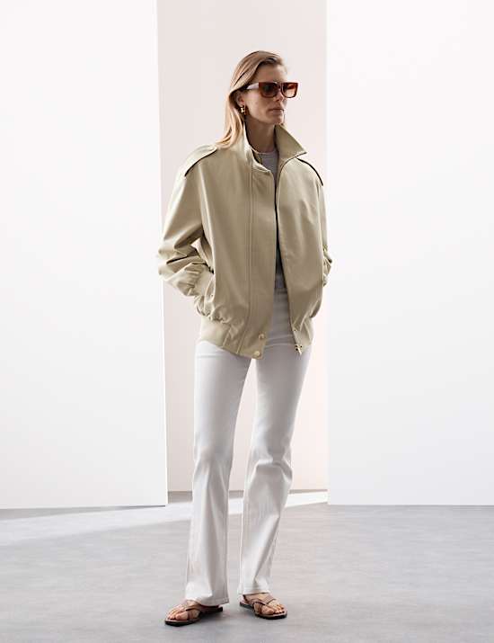 Cotton Lyocell™ Blend Blouson Bomber Jacket