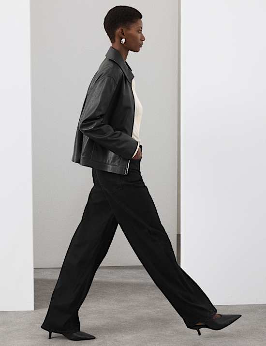 Zuiver leren truckerjack