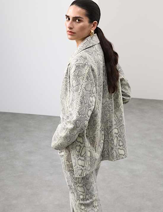 Leather Snakeskin Print Jacket