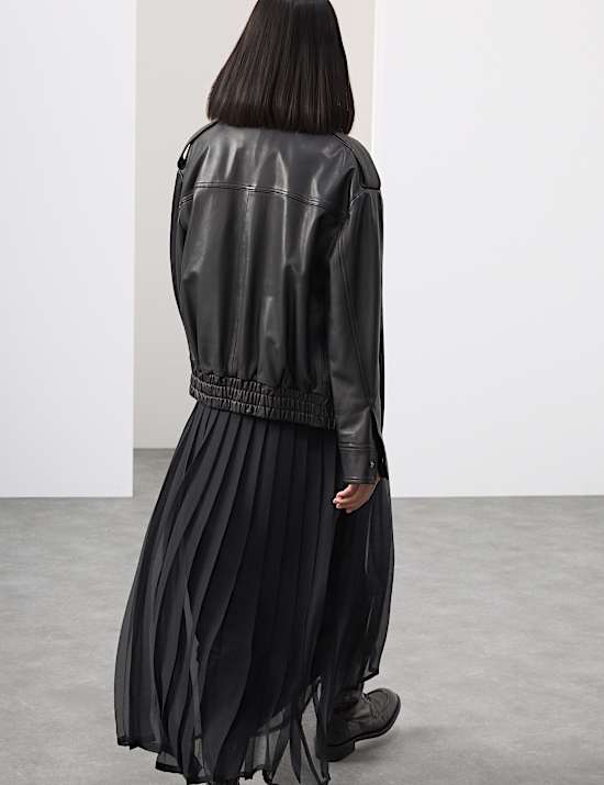 Leather Relaxed Harrington Jacket