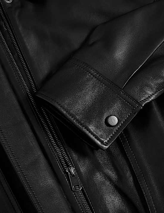 Leather Relaxed Harrington Jacket