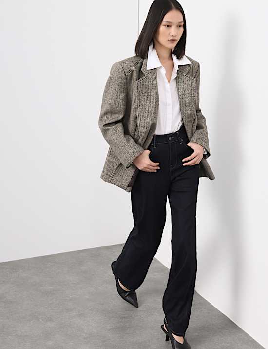 Ruimvallende blazer van zuivere wol