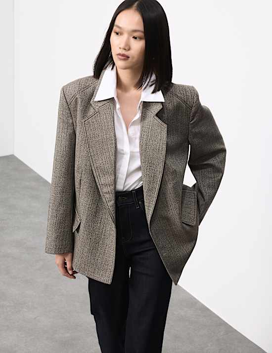 Ruimvallende blazer van zuivere wol