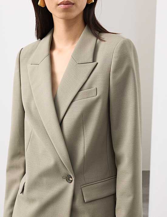 Wool Blend Double Breasted Blazer