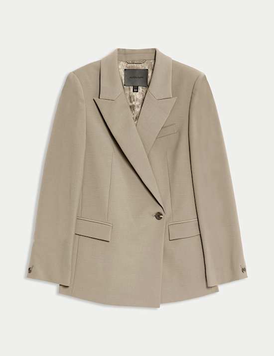 Wool Blend Double Breasted Blazer