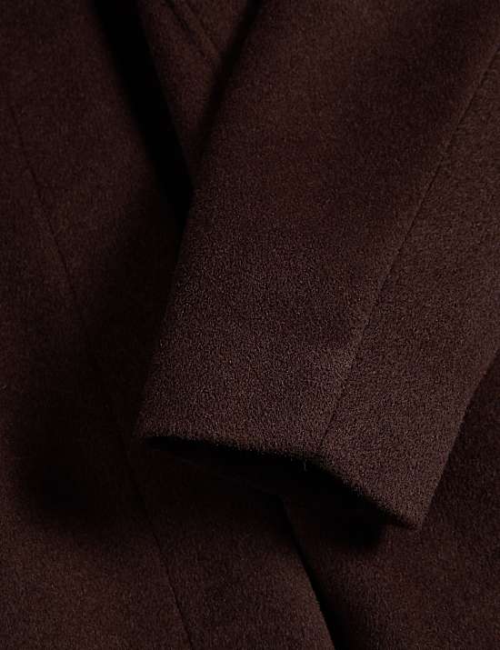 Kraagloze, lange jas van wolmix