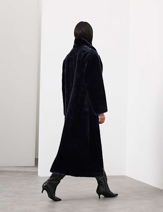 Faux Fur Collared Longline Coat