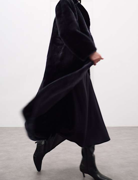 Faux Fur Collared Longline Coat