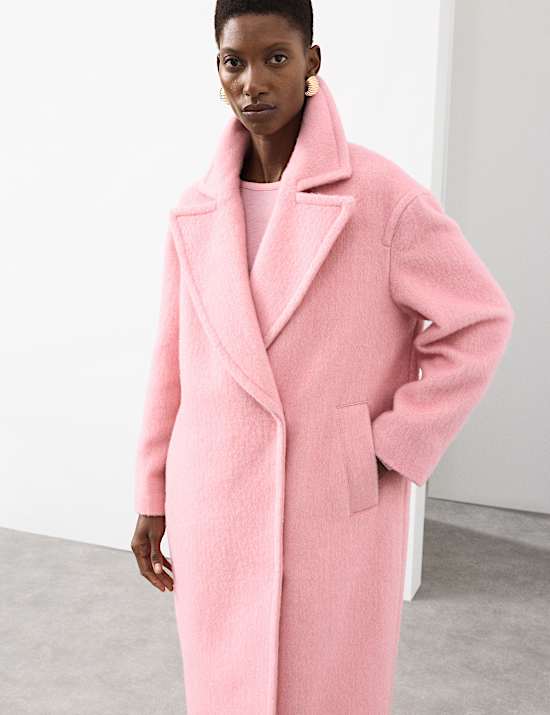 Wool Blend Herringbone Tailored Coat