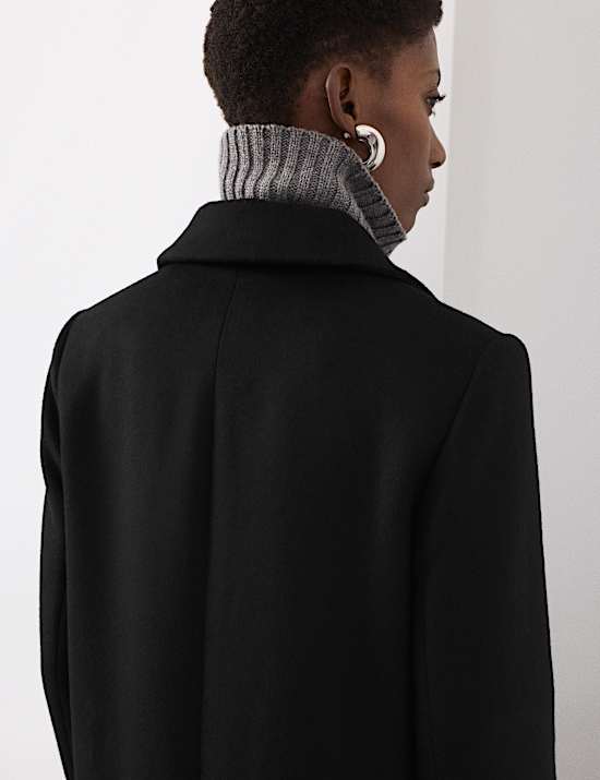 Lange, getailleerde jas van wolmix met ruitpatroon