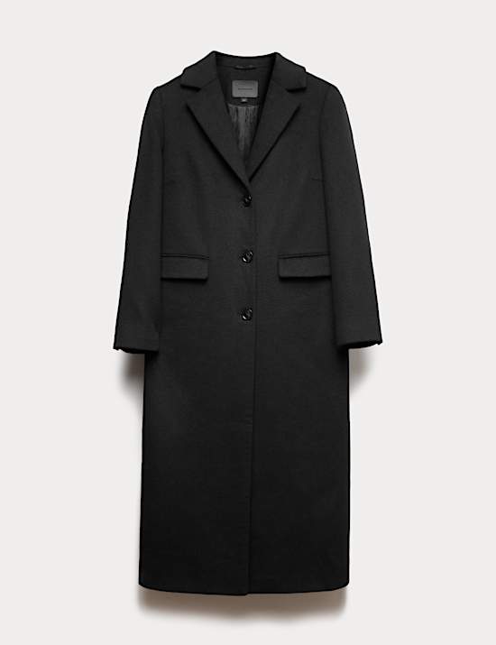 Lange, getailleerde jas van wolmix met ruitpatroon