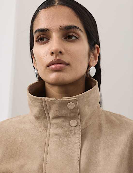 ז'קט בלוזון מזמש עם צווארון גבוה