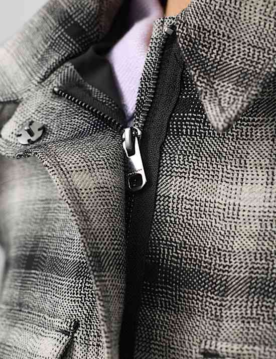 Pure Wool Checked Cropped Jacket