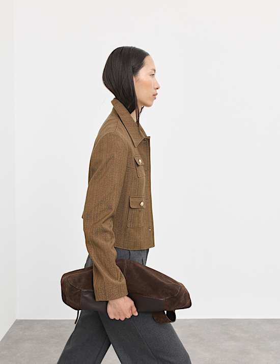 Kort jasje van katoenmix en keperstof