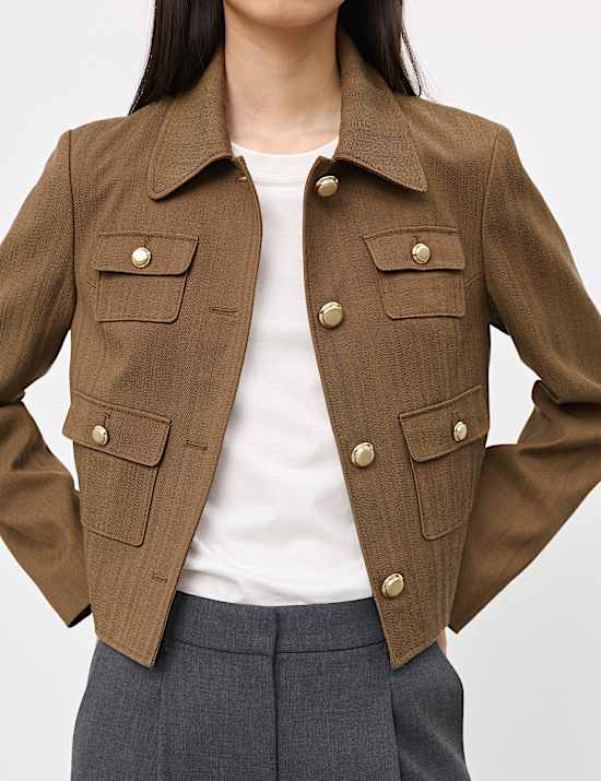 Kort jasje van katoenmix en keperstof