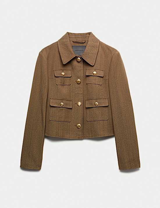 Kort jasje van katoenmix en keperstof