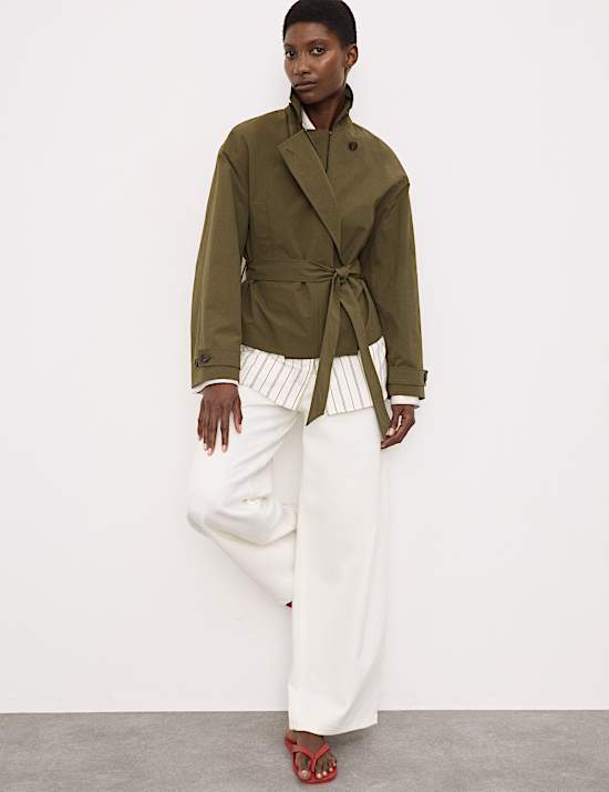 Belted Cropped Trench Coat