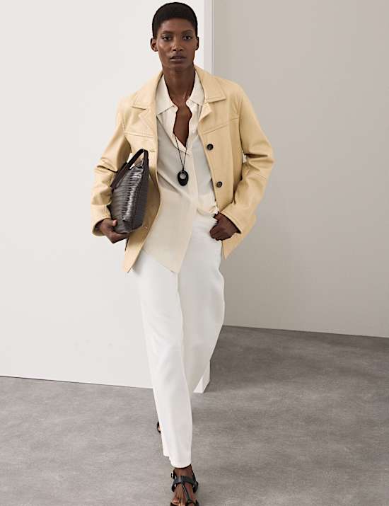 Leather Revere Collar Jacket