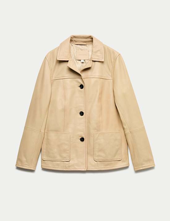 Leather Revere Collar Jacket