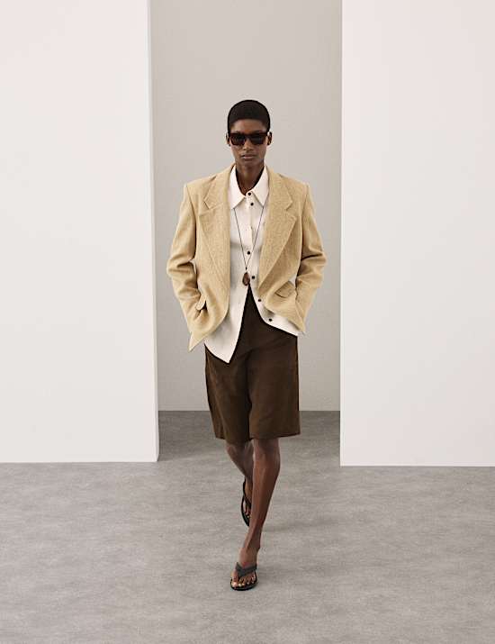 Flax Linen Blend Relaxed Textured Blazer