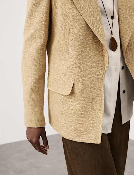 Flax Linen Blend Relaxed Textured Blazer