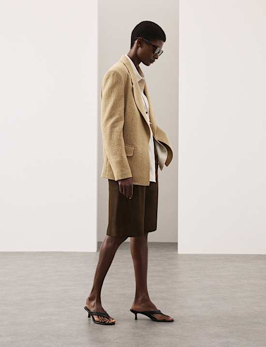 Flax Linen Blend Relaxed Textured Blazer