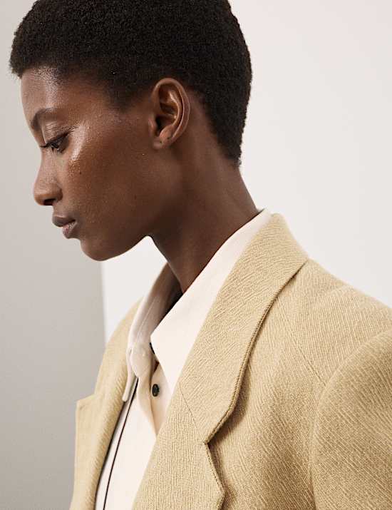 Flax Linen Blend Relaxed Textured Blazer