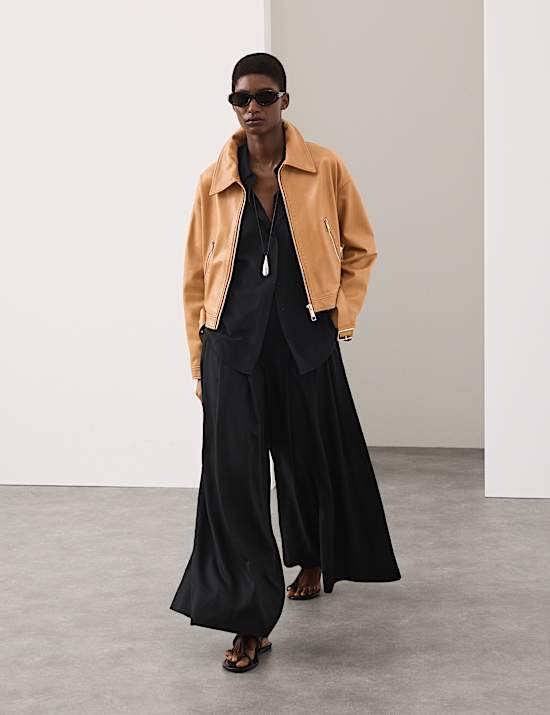 Leather Belted Biker Jacket