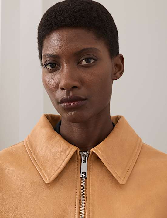 Leather Belted Biker Jacket