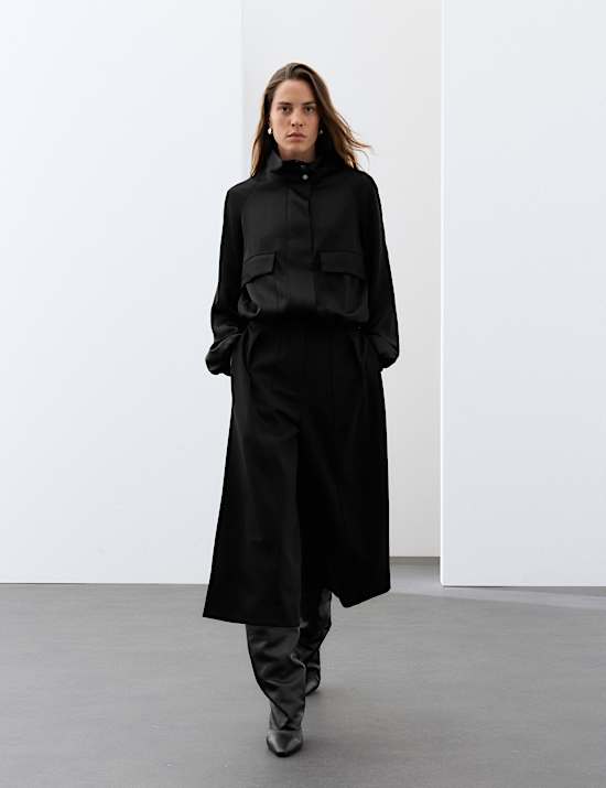 Satin Lightweight Funnel Neck Bomber Jacket