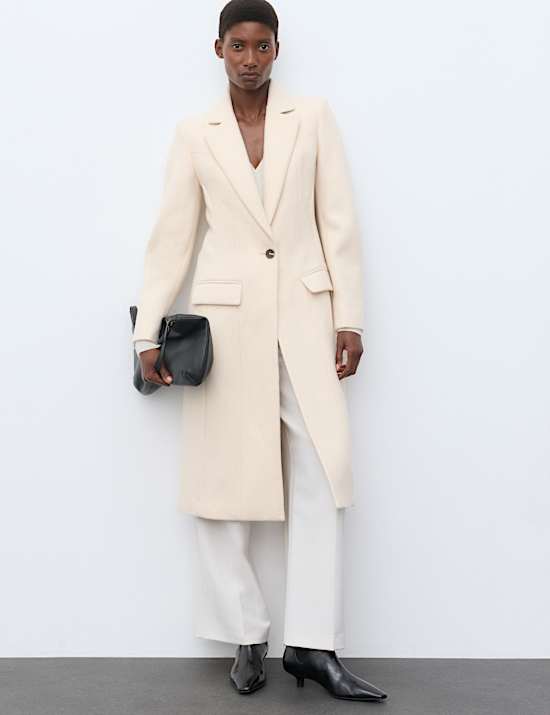 Wool Blend Longline Tailored Coat