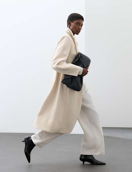 Wool Blend Longline Tailored Coat