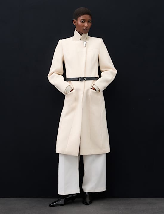 Wool Blend Longline Tailored Coat
