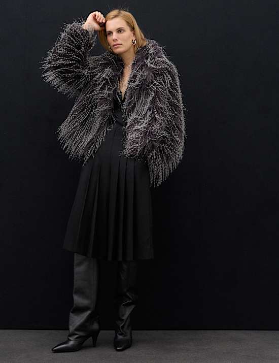 Short Tipped Faux Fur Jacket