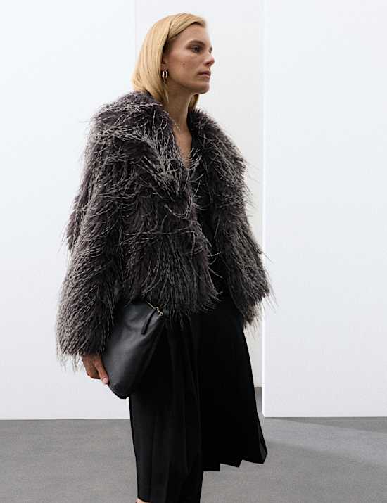 Short Tipped Faux Fur Jacket