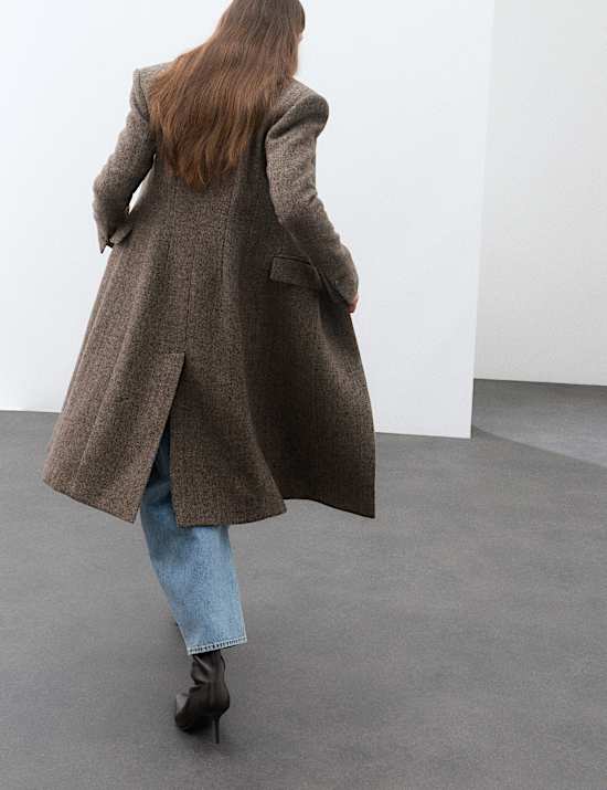 Wool Rich Herringbone Tailored Coat