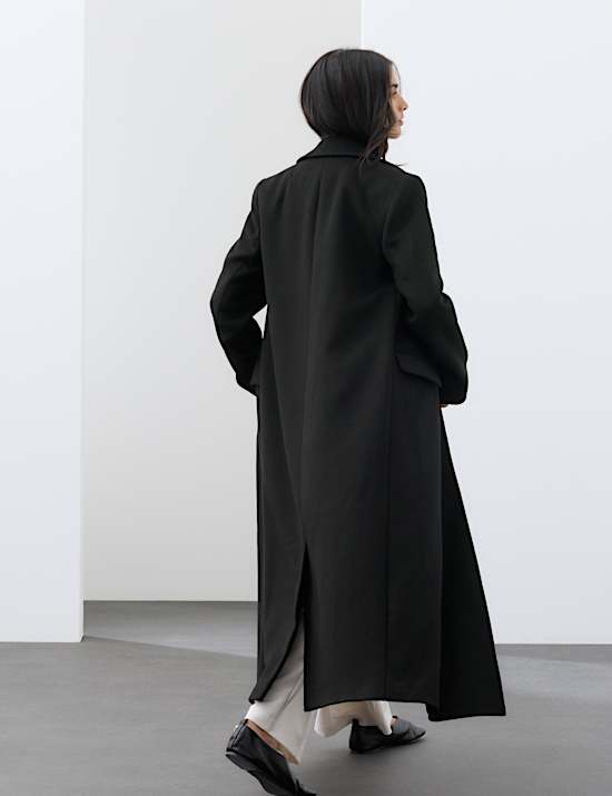 Wool Blend Single Breasted Tailored Coat