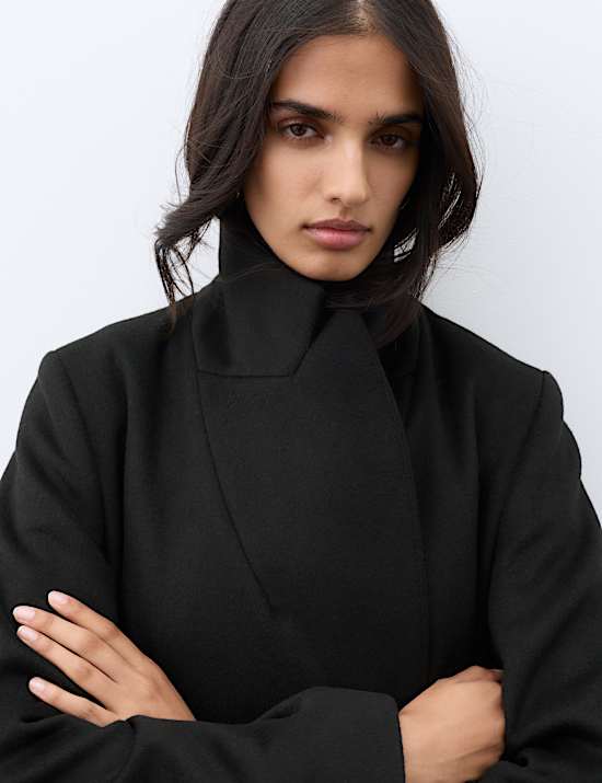 Wool Blend Single Breasted Tailored Coat